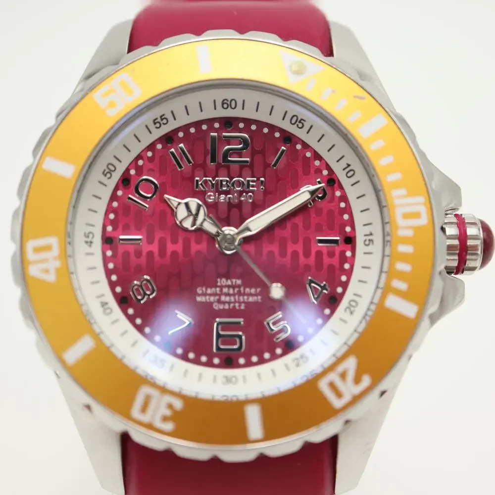 KYBOE! Pink Giant 40mm Yellow Gold Bezel Watch Silicone Strap w New Battery